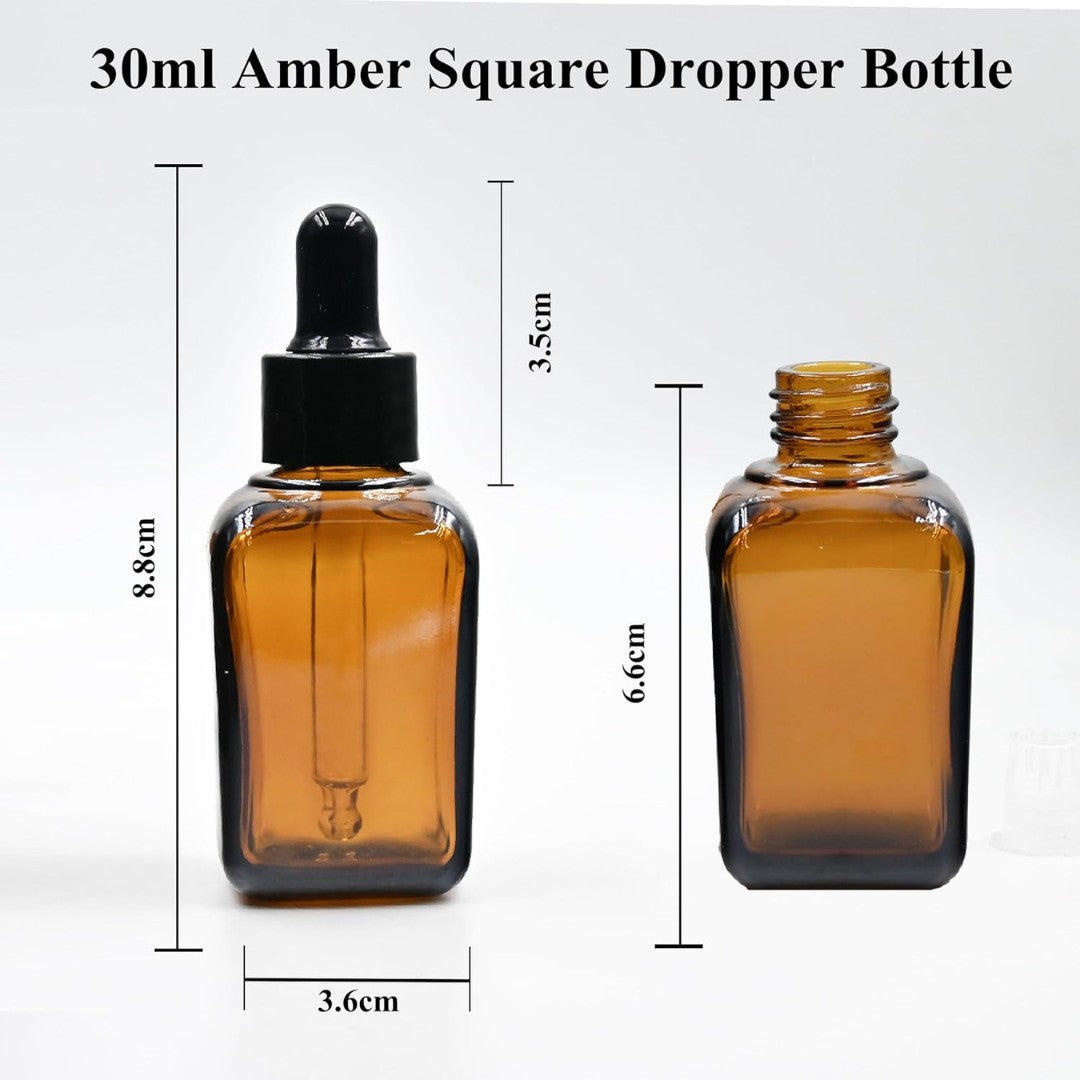 Amber Square Empty Glass Bottle with Smooth Sleeve