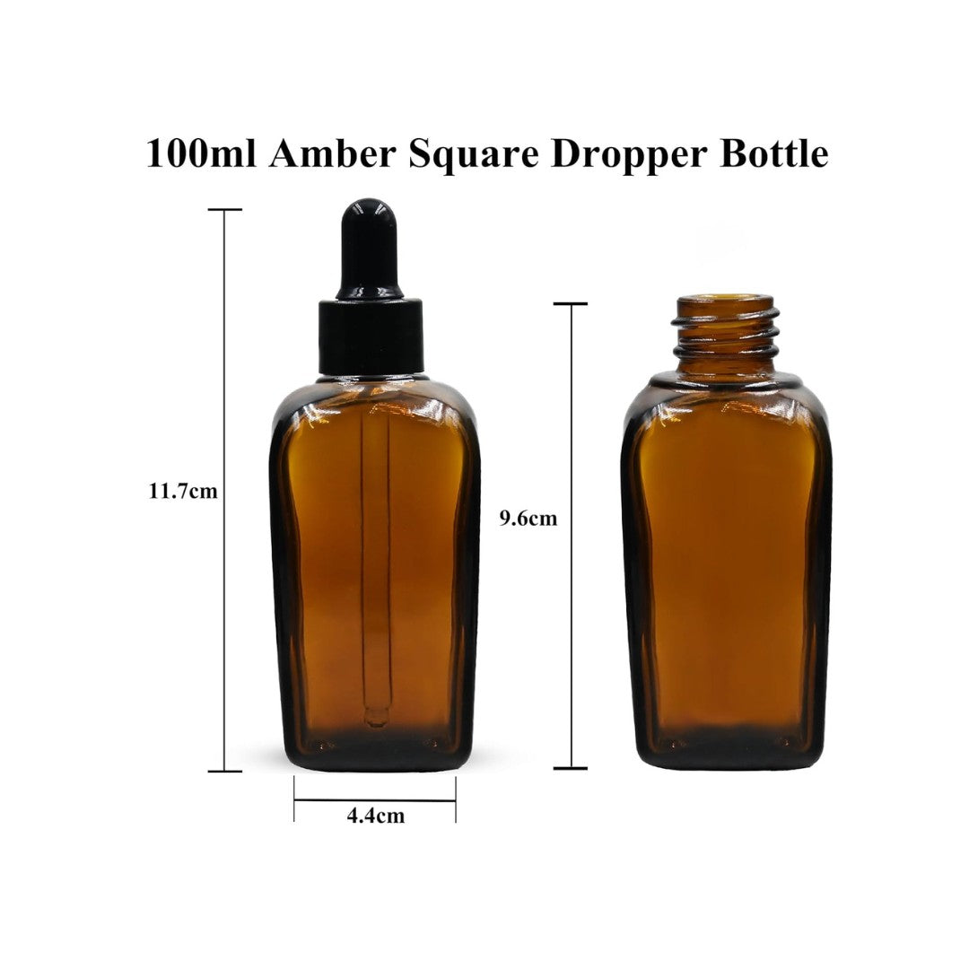 Amber Square Empty Glass Bottle with Smooth Sleeve
