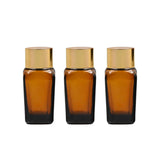 Amber Square Empty Glass Bottle with Gold Screw Cap