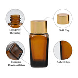 Amber Square Empty Glass Bottle with Gold Screw Cap
