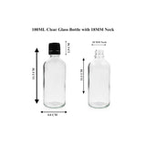 Clear Round Empty Glass Bottle with Screw Cap & Inner Plug