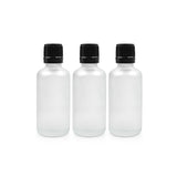 Clear Frosted Round Empty Glass Bottle with Knurling Screw Cap & Inner Plug