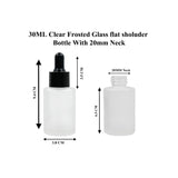 Clear Frosted Flat Shoulder Square Empty Glass Bottle | Smooth Sleeve