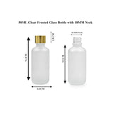 Clear Frosted Round Empty Glass Bottle with Screw Cap & Inner Plug