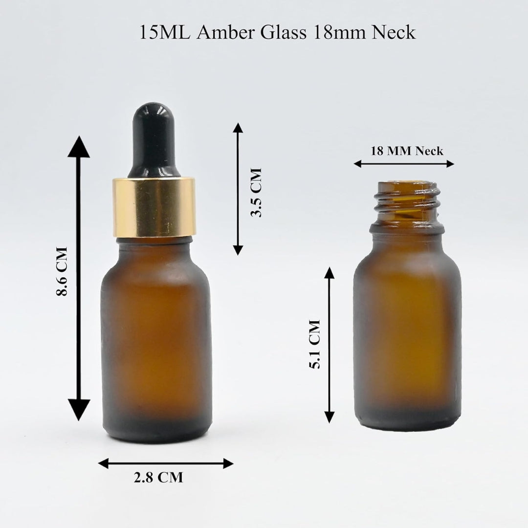 Amber Round Frosted Glass Dropper Bottle with Black Silicone Teat