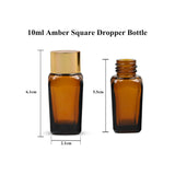 Amber Square Empty Glass Bottle with Gold Screw Cap