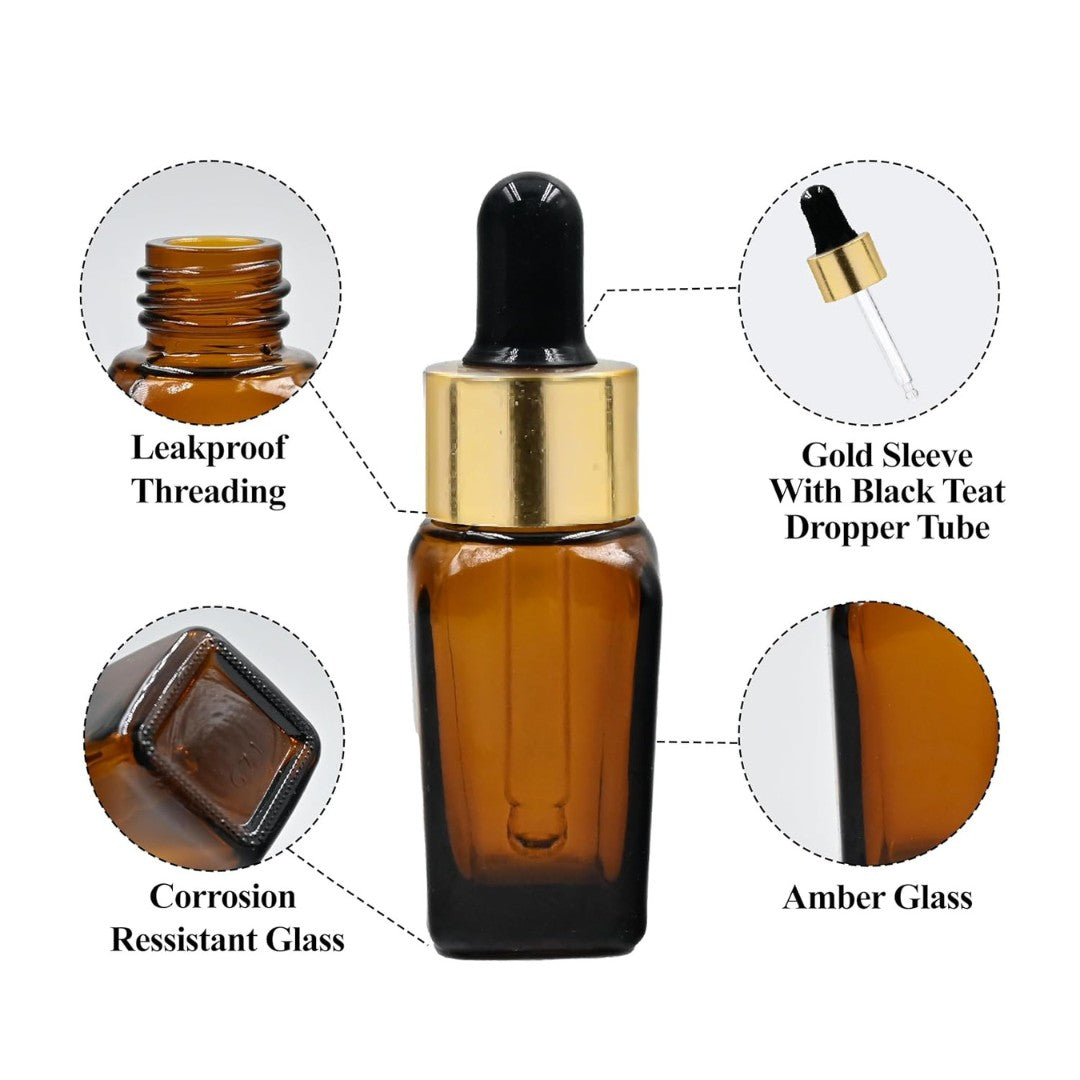 Amber Square Empty Glass Bottle with Black Silicon Teat