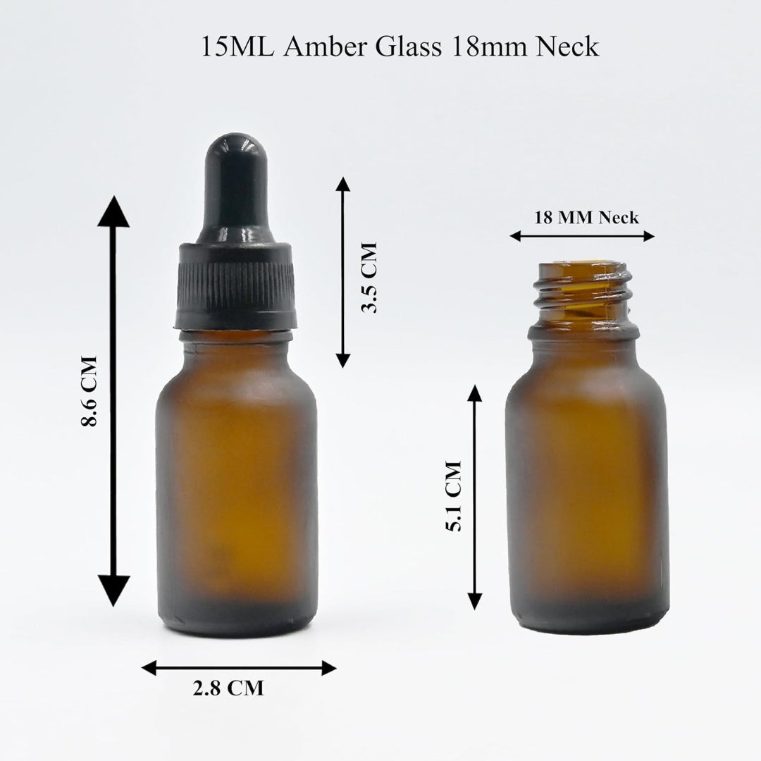 Amber Round Frosted Glass Dropper Bottle with Knurling Sleeve