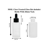 Clear Frosted Flat Shoulder Square Empty Glass Bottle | Smooth Sleeve