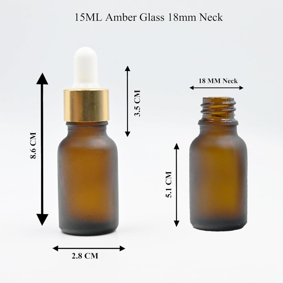 Amber Round Frosted Glass Dropper Bottle with White Silicone Teat
