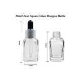 Clear Square Glass Dropper Bottle with Silver Matte Sleeve