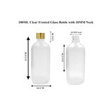 Clear Frosted Round Empty Glass Bottle with Screw Cap & Inner Plug