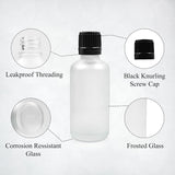 Clear Frosted Round Empty Glass Bottle with Knurling Screw Cap & Inner Plug