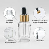 Clear Square Glass Dropper Bottle with Black Silicone Teat