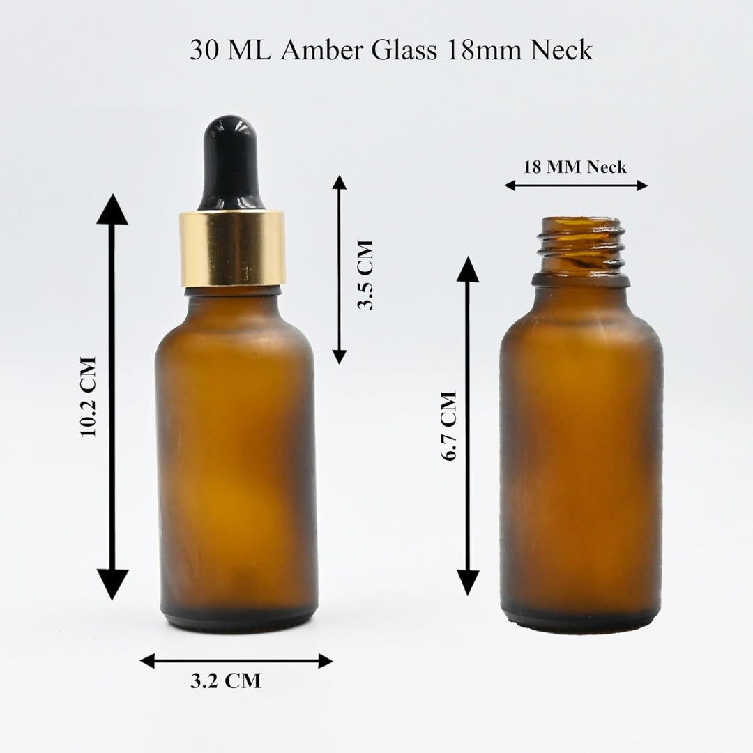 Amber Round Frosted Glass Dropper Bottle with Black Silicone Teat
