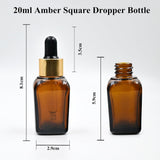 Amber Square Empty Glass Bottle with Black Silicon Teat