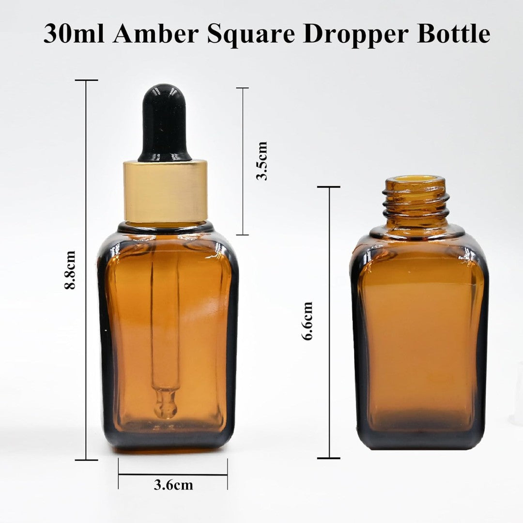 Amber Square Empty Glass Bottle with Black Silicon Teat