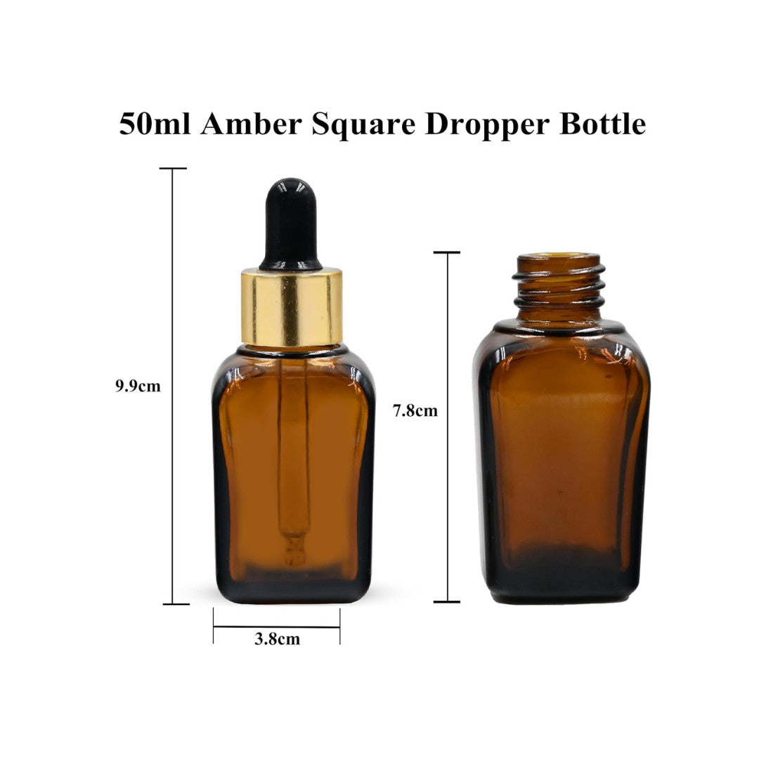 Amber Square Empty Glass Bottle with Black Silicon Teat