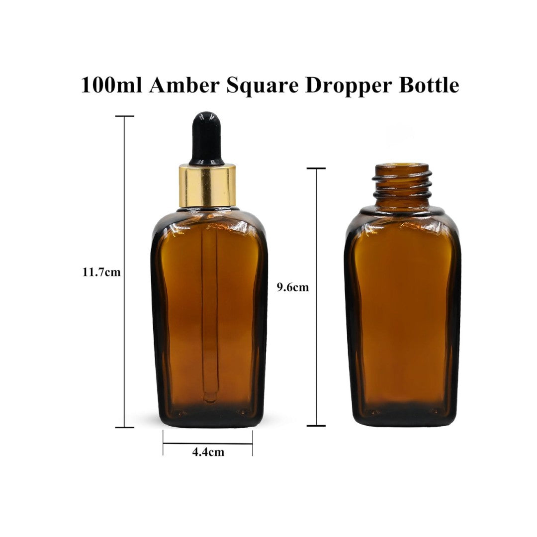 Amber Square Empty Glass Bottle with Black Silicon Teat