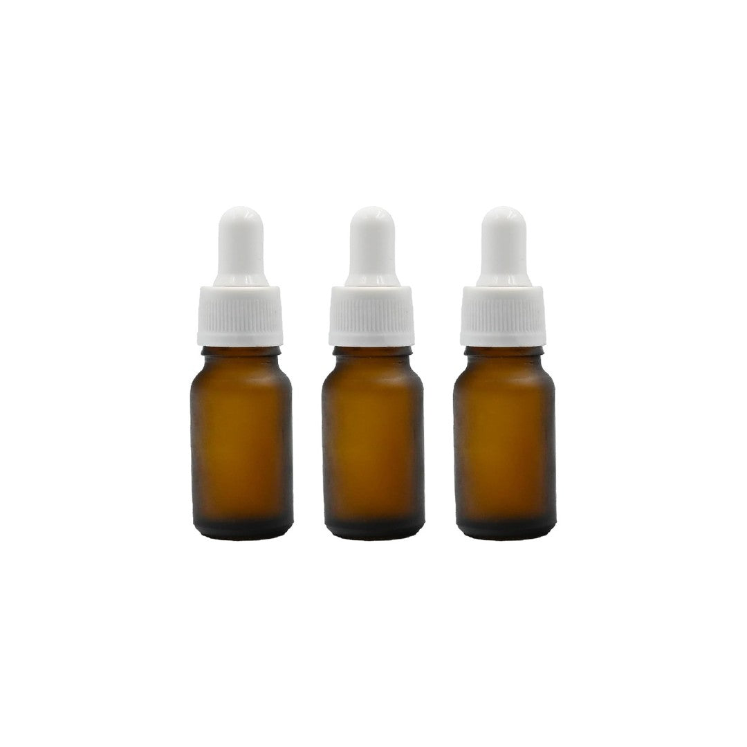 Amber Round Frosted Glass Dropper Bottle with Knurling Sleeve