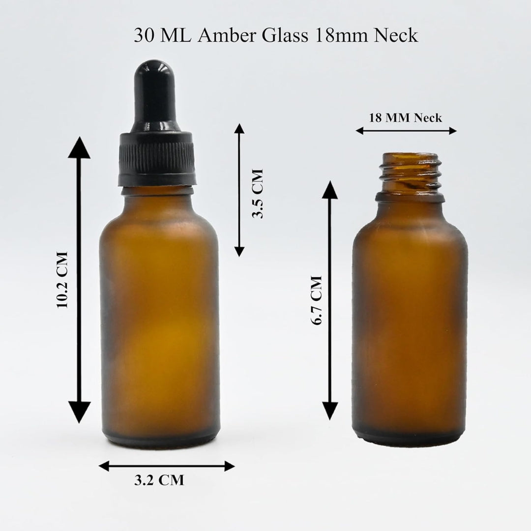 Amber Round Frosted Glass Dropper Bottle with Knurling Sleeve