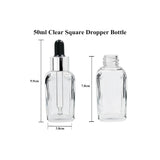 Clear Square Glass Dropper Bottle with Black Silicone Teat