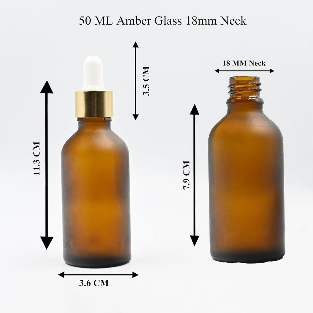 Amber Round Frosted Glass Dropper Bottle with White Silicone Teat