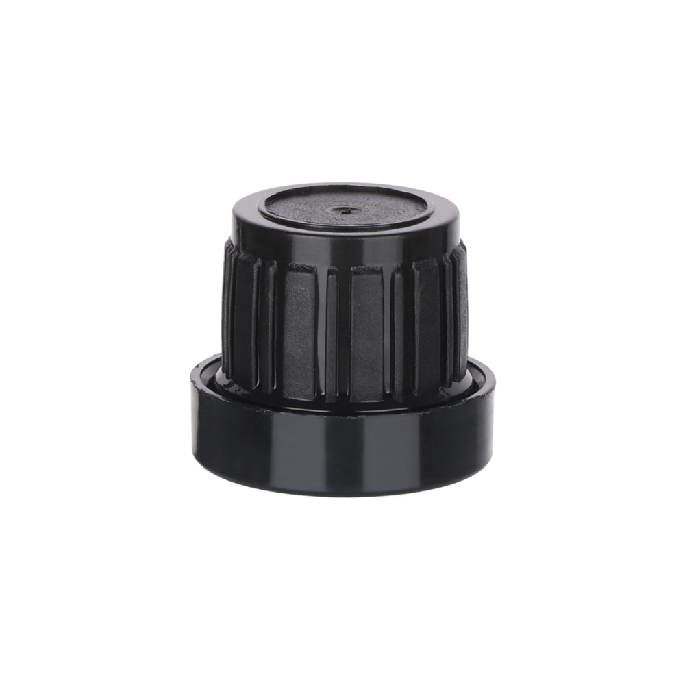 Black Double-Seal Ribbed Screw Cap for PET Bottles