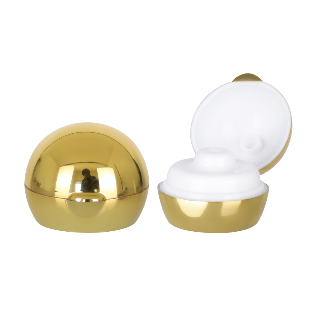 Gold Glossy Cosmetic Jar PET Cap with Inner Flip-Top Lid