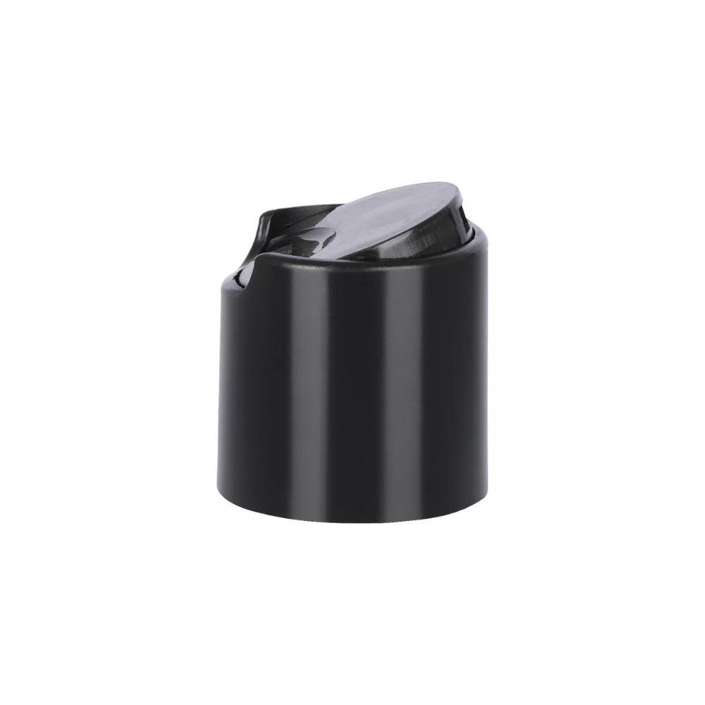 Large Black Glossy Disc-Top Cap for PET Bottles