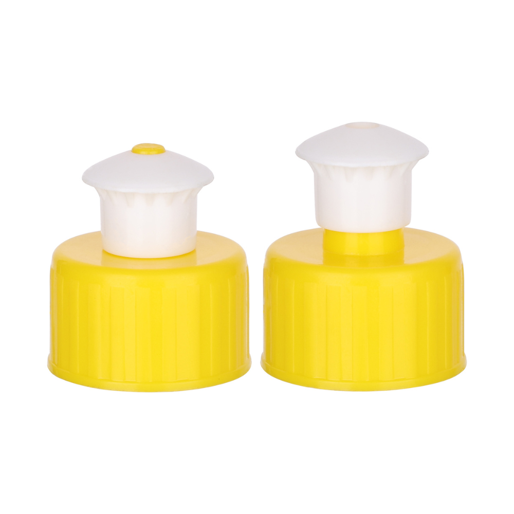 Yellow & White Push Pull Sports Bottle Cap